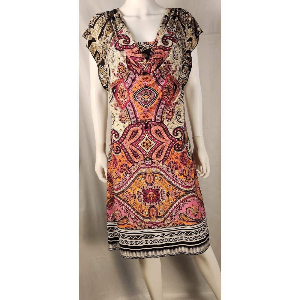 One World Paisley Boho A‑Line Knit Dress Indie Y2K L